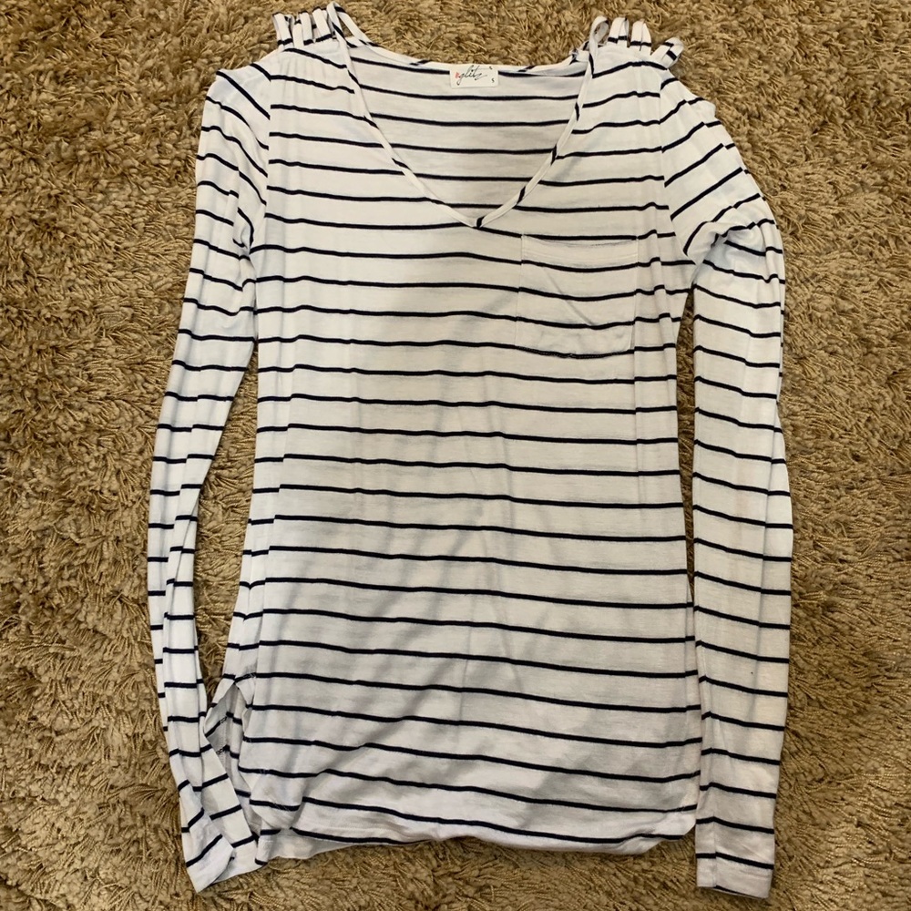 Black and White Striped Long Sleeve Tee